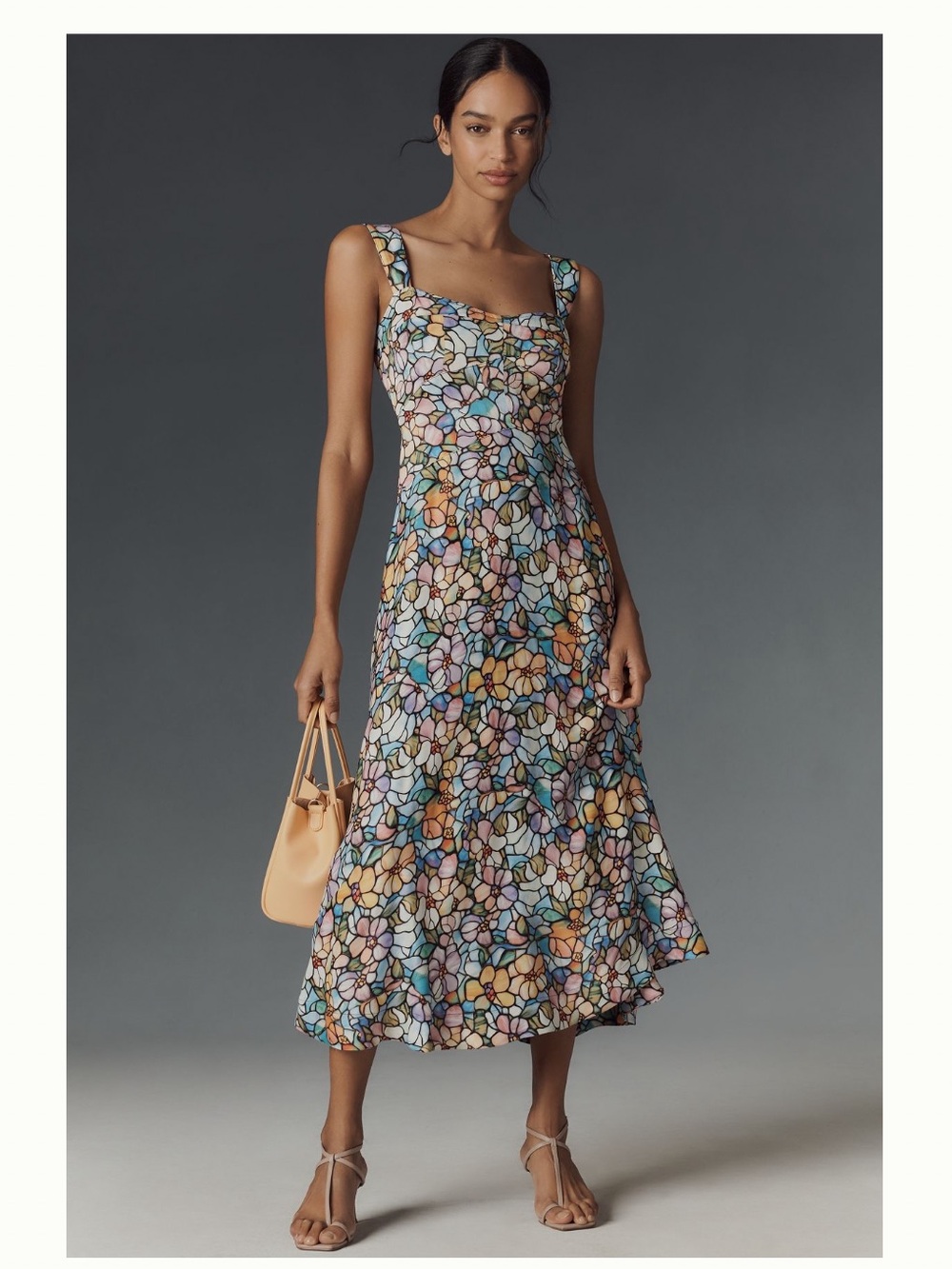 NWT Anthropologie Maeve The Jocelyn Sleeveless Slip Stained Glass Midi Dress